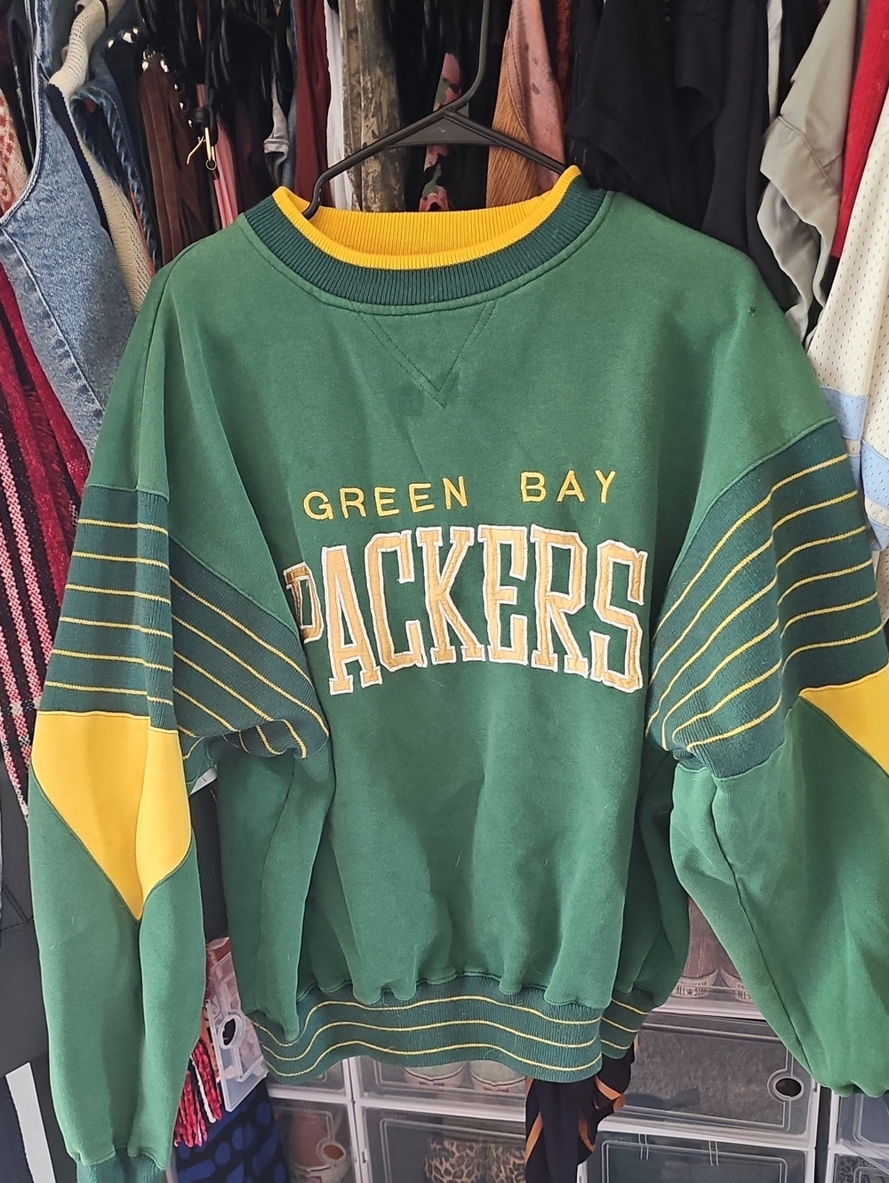 STARTER Vintage Green Bay Packers Crewneck Sweatshirt - Green/Gold